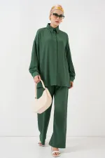 Ensemble hijab tricoté pour femme (haut et bas) 6711 - Vert émeraude