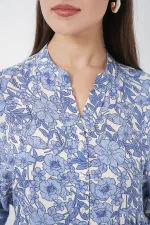 Robe longue hijab à motifs pour femme 2585 - D. Indigo