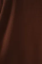 V Yaka Sıfır Kol Bluz 950 - Kahverengi