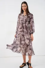 Robe en mousseline à motifs 2137 - Beige clair