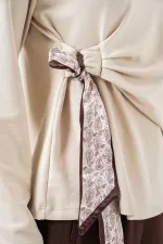 Kadın Fular Detaylu Uzun Kol Bluz 40000 - Krem