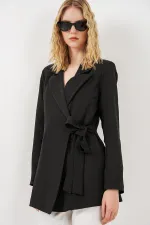 Women's Side-Tie Blazer Jacket 0750 - Black