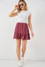 Kadın Ayrobin Mini Etek 8054 - Gül Kurusu