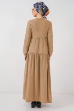 2527 Women's Long Hijab Dress - Biscuit 2527 Women's Long Hijab Dress - Biscuit