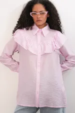 Women's Ruffle Detail Shirt Tunic 5994 - Powder Pink