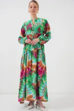 Robe hijab à motifs authentiques 2423 - Verte 9