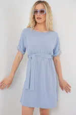 Women's Short Sleeve Mini Ayrobin Dress 2572 - Blue