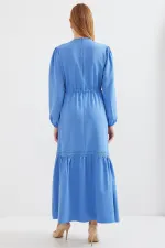 2483 Uzun Boydan Elbise - Mavi