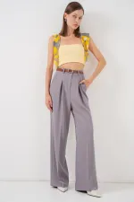Kadın Yüksek Bel Palazzo Pantolon 30051 - Gri