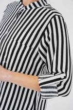 Kadın Uzun Kollu Çizgili Gömlek 20283 - Beyaz