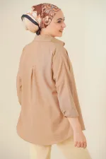 103901 Oversize Basic Hijab Shirt - Camel