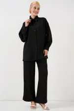 Kadın Örme Tesettür Alt Üst Takım 6711 - Siyah