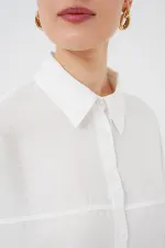 Kadın Uzun Oversize Gömlek 5965 - Beyaz