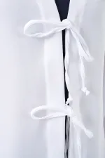 Keten Tesettür Kimono 5968 - Beyaz