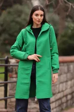 5138 Manteau long matelassé - Vert clair