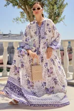 Robe hijab authentique à motifs 2423 - Violet