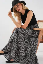 Kadın Uzun Ayrobin Etek 8050 - Antrasit