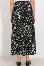 Women's Black and White Polka Dot Long Knitted Skirt 1886
