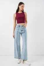 Kadın Yüksek Bel Kot Pantolon 30082 - Mavi