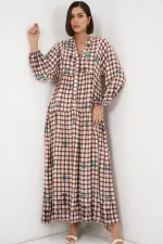 Robe longue hijab à motifs pour femme 2585 - A.Taba