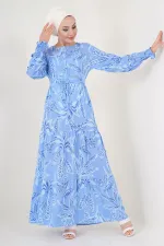 Robe hijab à motifs 2145 - Bleue