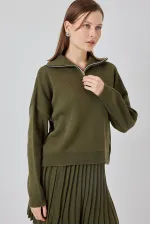 Women's Sweater Skirt Two Piece Set 15938 - Khaki