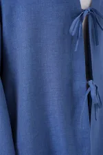 Keten Tesettür Kimono 5968 - İndigo