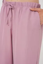 Kadın Geniş Paça Keten Pantolon 6735 - Gül Kurusu