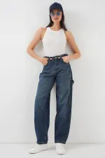 Women's High-Waisted Jeans 6701 - Navy Blue