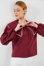 Chemise à col bébé pour femme 20314 - Bordeaux