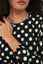 Women's Tunic and Pants Polka Dot Top and Bottom Set 6663 - A.Black Women's Tunic and Pants Polka Dot Top and Bottom Set 6663 - A.Black