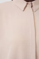 Kadın Uzun Gömlek Tunik 5945 - Krem