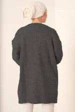 15768 Tesettür Triko Hırka - Antrasit