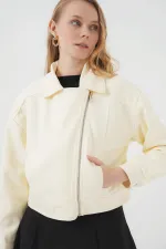 0717 Women's Short Cashmere Jacket - Cream