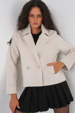 Kadın Kaşe Ceket 0725 - Ekru