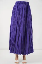Jupe longue froissée pour femme 8042 - Violet