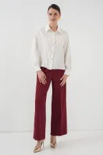 5924 Kadın Gold Çizgili Gömlek - C.Beyaz