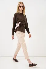 Kadın Fular Detaylu Uzun Kol Bluz 40000 - Kahverengi