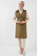 5911 Double Breasted Trench Coat Vest - Khaki 5911 Double Breasted Trench Coat Vest - Khaki