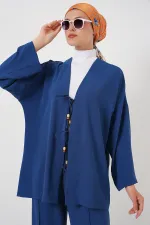 Ensemble deux pièces pantalon et kimono Ayrobin pour femme 6739 - Indigo