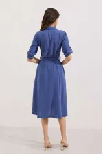 Women's Indigo Belted Shirt Dress 2442