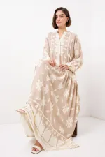 Robe hijab à motifs authentiques 2423 - Vison