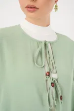 Ensemble deux pièces tunique et pantalon à lacets pour femme 6744 - Menthe