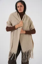 Écharpe châle épaisse et douce pour femme 15951 - Beige clair