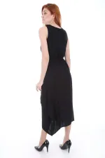 1512 Embroidered Front Dress - Black