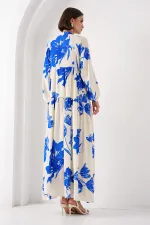 2423 Authentic Patterned Hijab Dress - A.Ecru