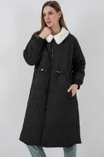 Women's Quilted Long Puffer Coat 5221 - Black