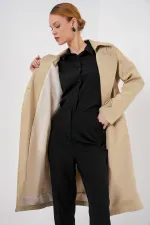 5918 Double-Breasted Trench Coat - Dark Beige 5918 Double-Breasted Trench Coat - Dark Beige