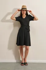 2370 Belted Knitted Dress - Black