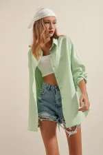 Chemise basique longue oversize 3900 - Vert clair